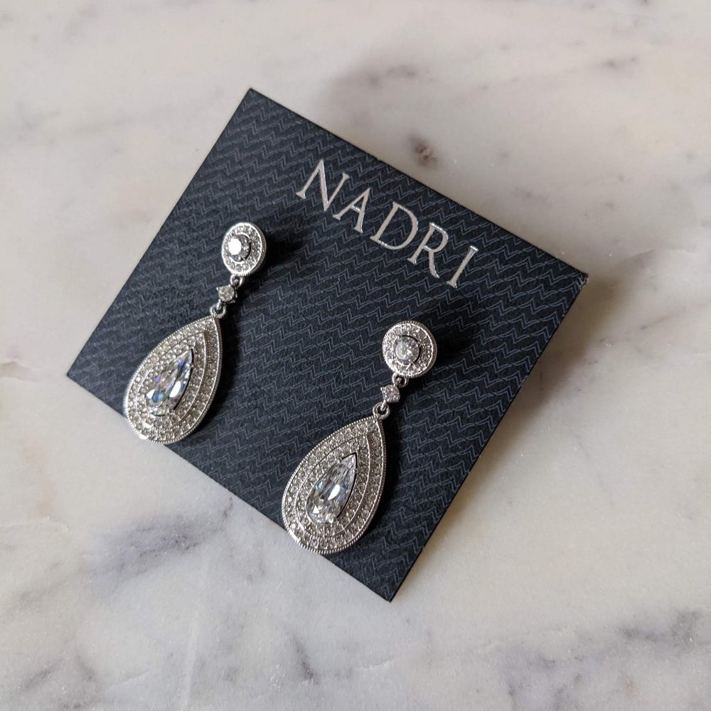 Nadri Linear Sparkle Pear Drop Earrings